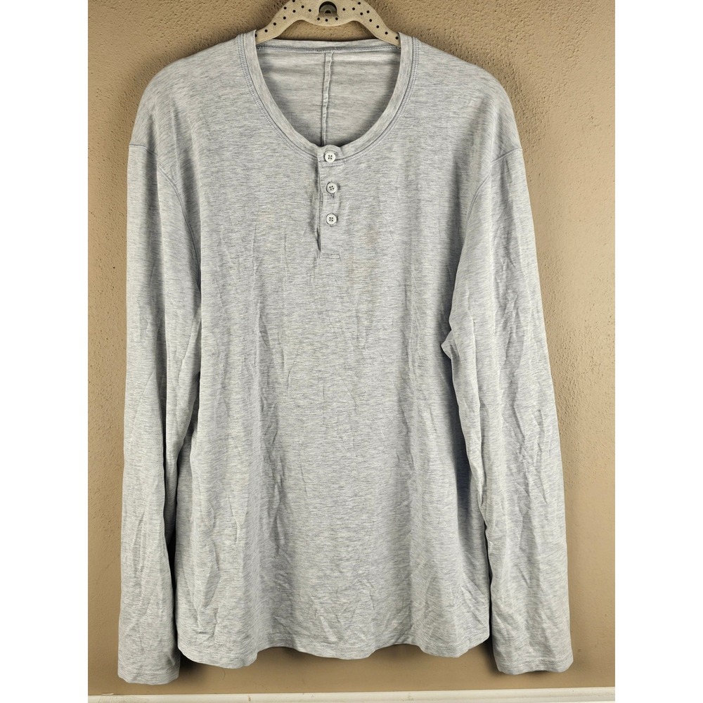 Lululemon Mens Gray 5 Year Basic Long Sleeve Henley Shirt XL